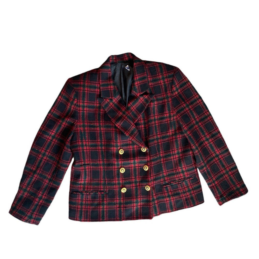Pendleton Vintage Double Breasted Holiday Plaid Blazer Suit Jacket, Women’s L/XL